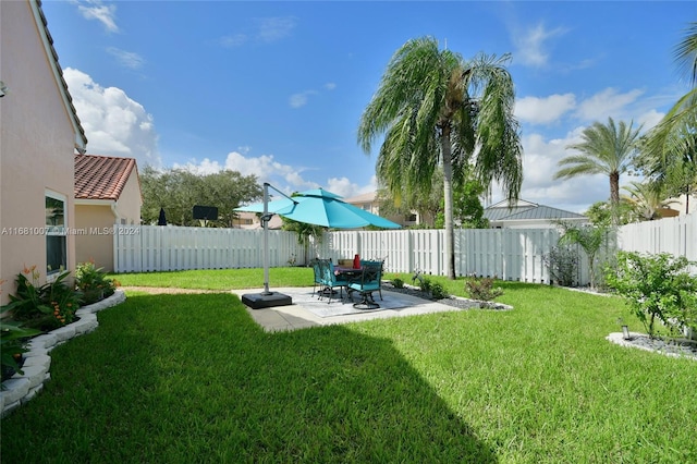 view of yard with a patio area