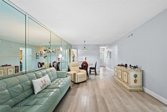 living room with light wood-type flooring