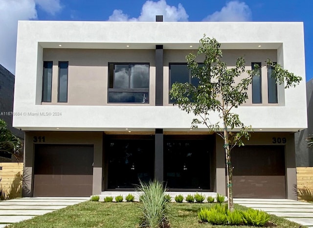 contemporary home with a garage