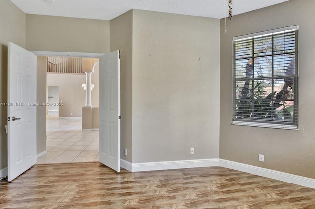 empty room with light wood-type flooring