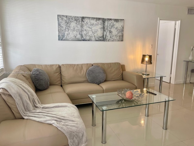 view of tiled living room