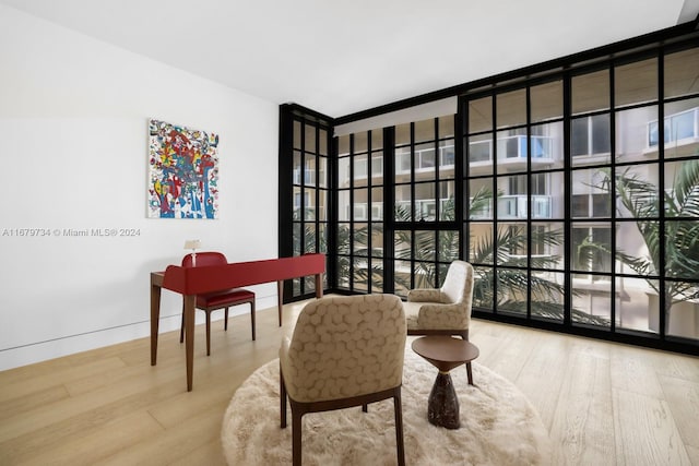 living area featuring hardwood / wood-style flooring