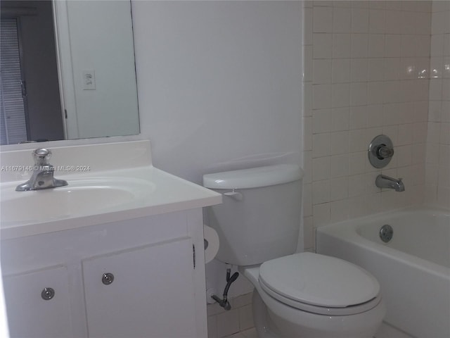 13350 SW 1st St Unit 109P, Pembroke Pines, FL 33027 - bathroom featuring vanity, toilet, bathing tub / shower combination, and tile patterned flooring