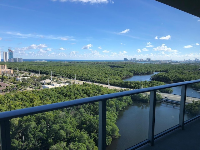 balcony with a water view