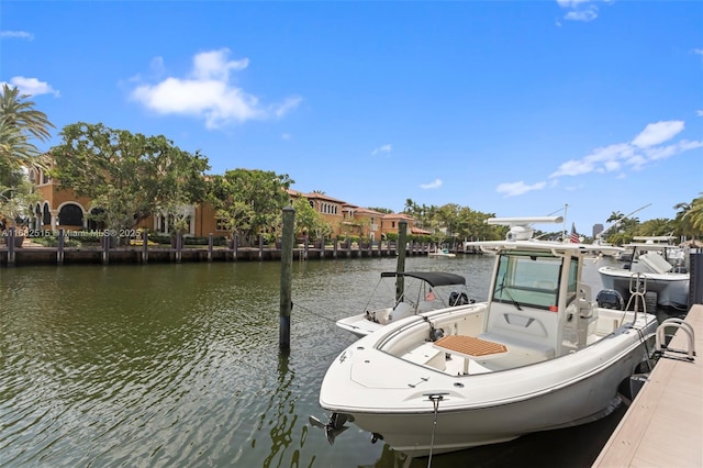 view of dock featuring a water view