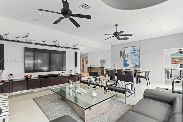 view of tiled living room