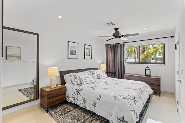 bedroom featuring ceiling fan