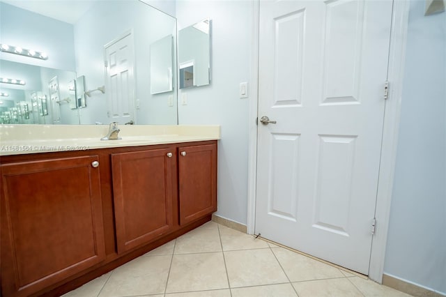 bathroom featuring vanity and tile patterned flooring