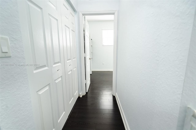 corridor with dark hardwood / wood-style floors