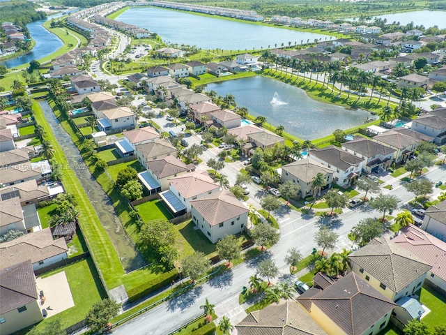 bird's eye view featuring a water view