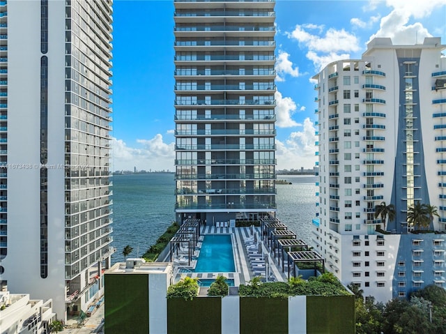 city view with a water view