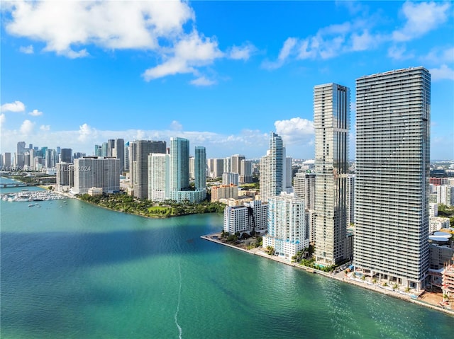 view of city with a water view