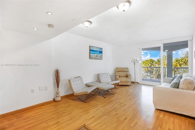 living room with light hardwood / wood-style floors