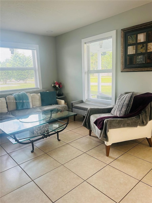 interior space featuring light tile patterned flooring