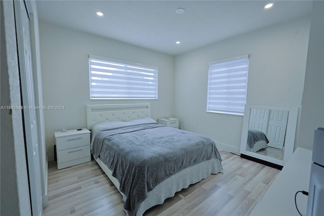 bedroom featuring light hardwood / wood-style flooring