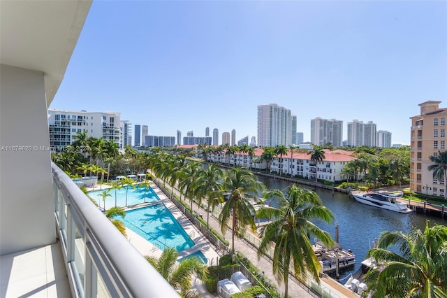 balcony with a water view