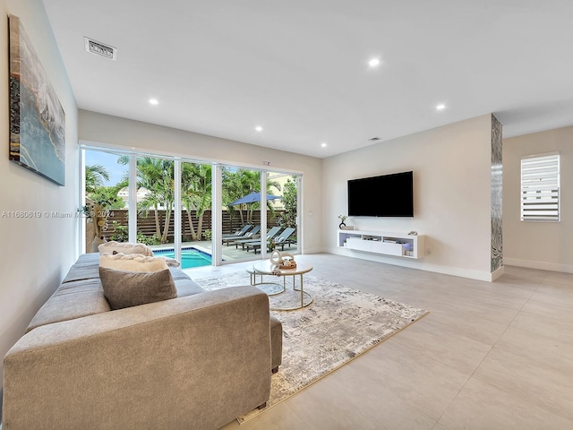 1808 Coral Ridge Dr Unit 1808, Fort Lauderdale, FL 33305 - living room featuring recessed lighting, visible vents, and baseboards