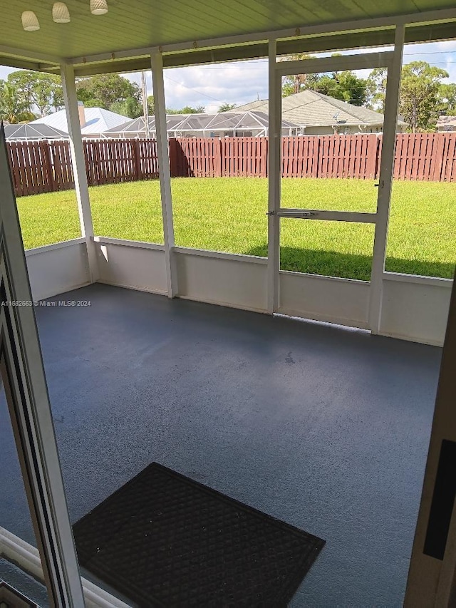 view of unfurnished sunroom