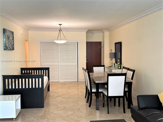 dining room with ornamental molding