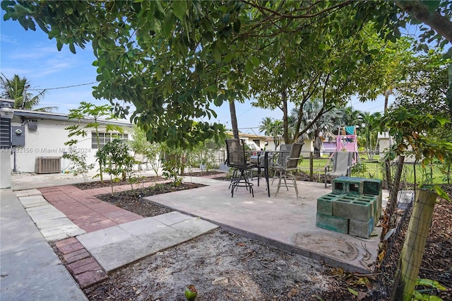 view of patio featuring central air condition unit