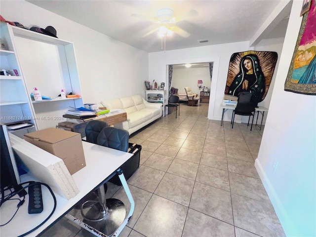 62 NW 73rd Pl, Miami, FL 33126 - living area with ceiling fan and tile patterned flooring