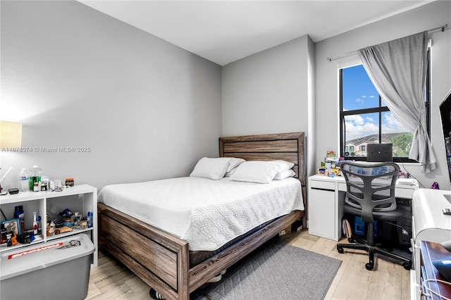 bedroom with light hardwood / wood-style flooring