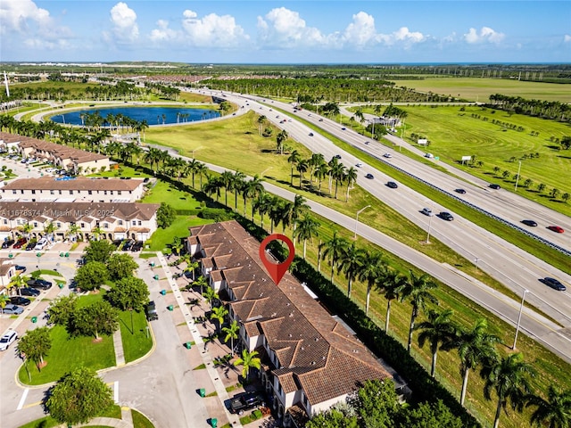 bird's eye view featuring a water view