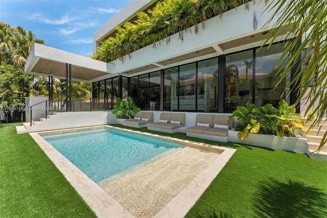 650 Warren Ln, Key Biscayne, FL 33149 - pool with a lawn