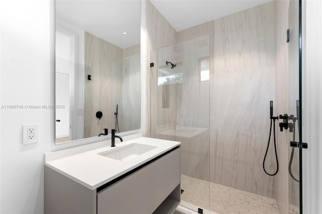 650 Warren Ln, Key Biscayne, FL 33149 - full bath featuring a marble finish shower and vanity