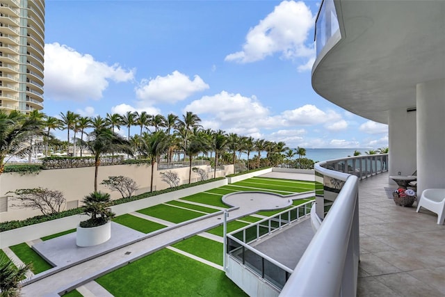 balcony with a water view