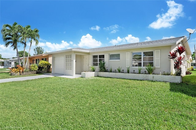 ranch-style home featuring a front yard