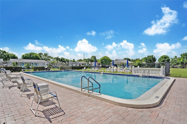 view of pool featuring a patio area