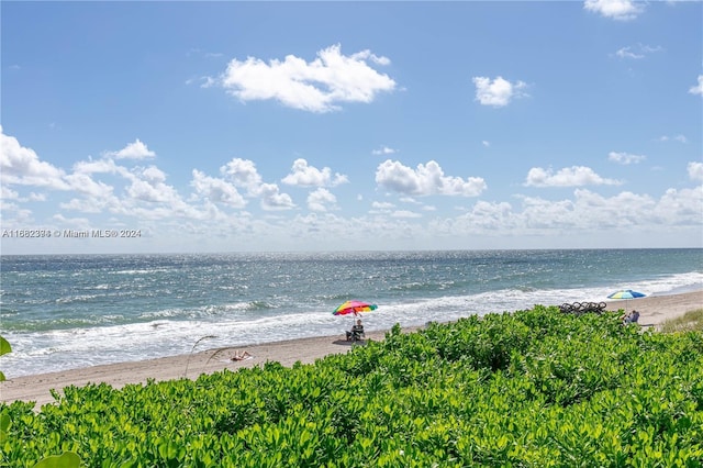 view of water feature featuring a beach view