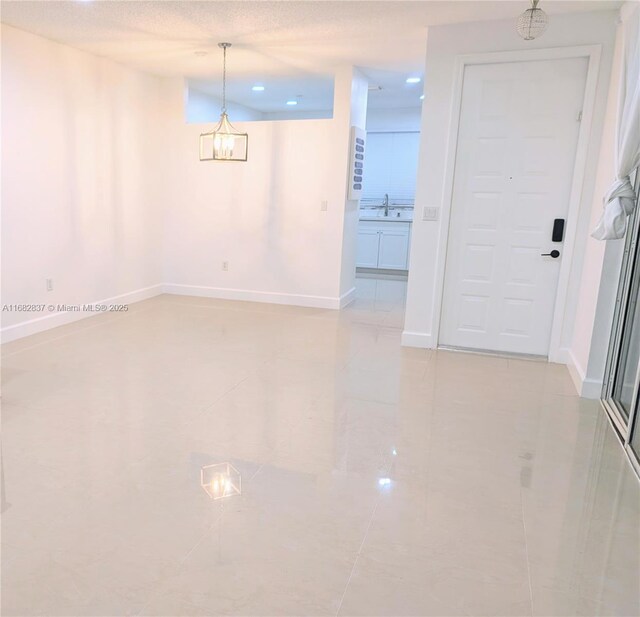 interior space featuring light tile patterned floors