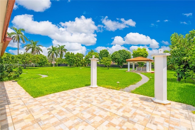 view of patio featuring a gazebo