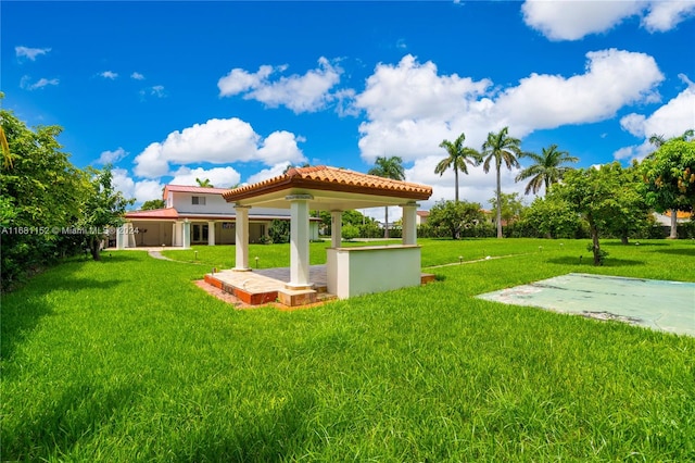 view of yard with a gazebo