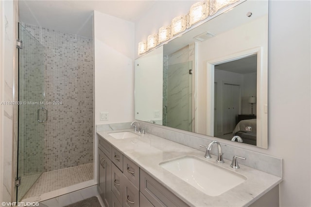 8135 SW 136th St, Pinecrest, FL 33156 - ensuite bathroom featuring a stall shower and double vanity
