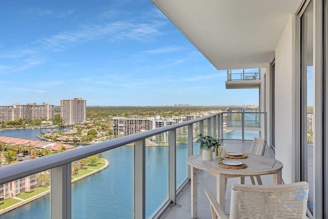 balcony with a water view