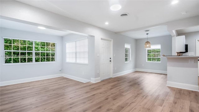 unfurnished living room featuring light hardwood / wood-style floors