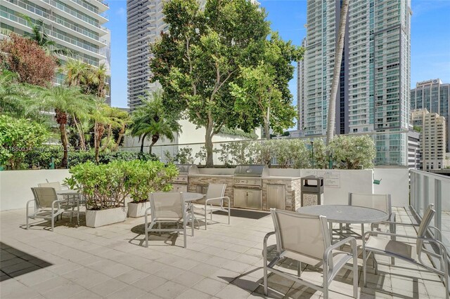 view of patio with area for grilling and grilling area