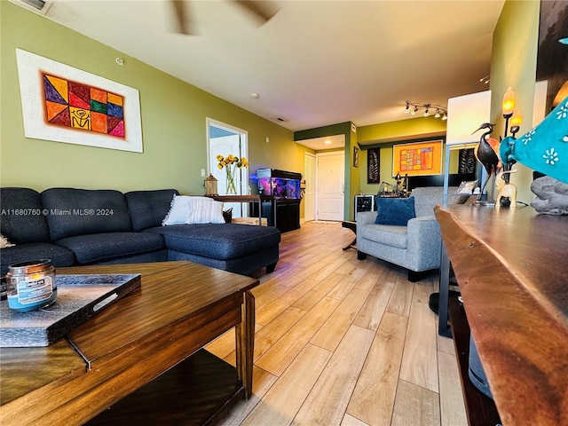 living room with light wood-type flooring