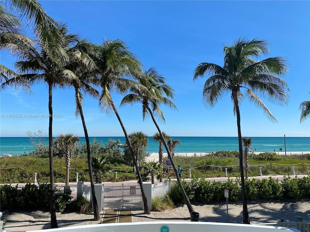 property view of water featuring a view of the beach