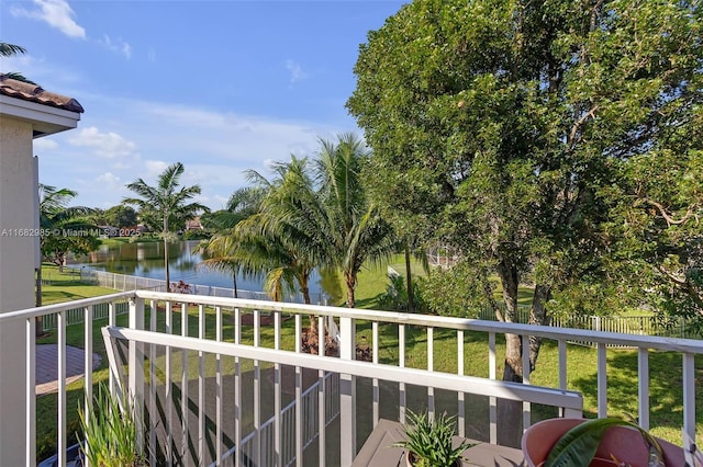 balcony with a water view