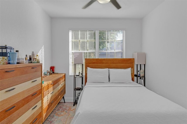 bedroom featuring ceiling fan