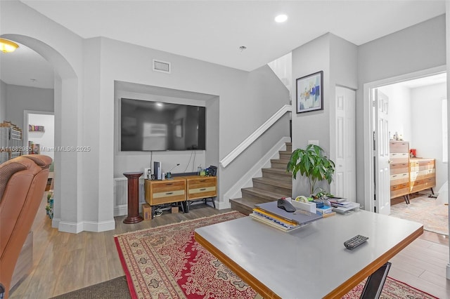 office area featuring hardwood / wood-style flooring