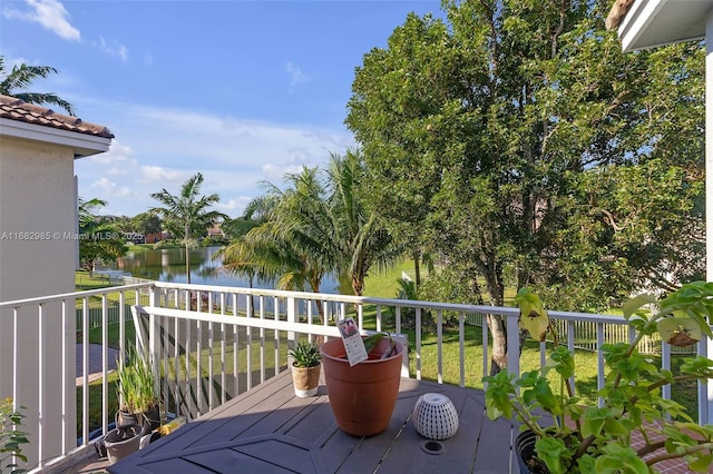 balcony with a water view