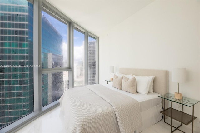 bedroom with expansive windows