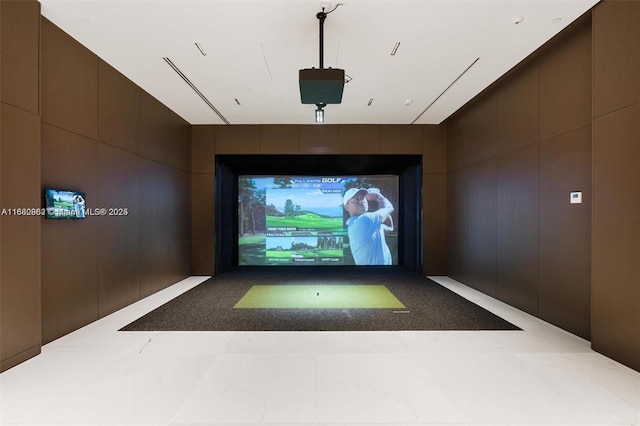 recreation room featuring golf simulator