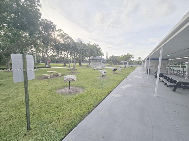 view of yard with a gazebo and a patio