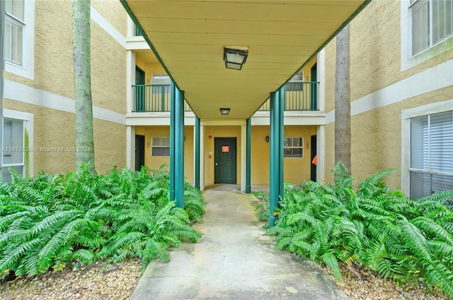 doorway to property with a balcony